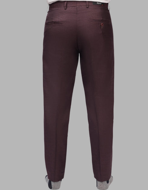 Formal Pant Mahroon Color Textured Suiting Stuff